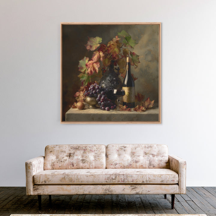 Vine Leaves Turning Autumn Red and Gold Canvas Print, Winery Art, Watercolor Painting, Winery Decor, Fine Art, Vineyard, WIN-1x1-35