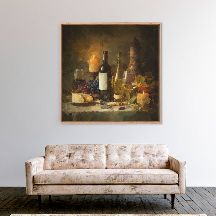 Old Cellar Key and Wine Label Shapes Canvas Print, Winery Art, Oil Painting, Winery Decor, Abstract Art, Vineyard, WIN-1x1-36