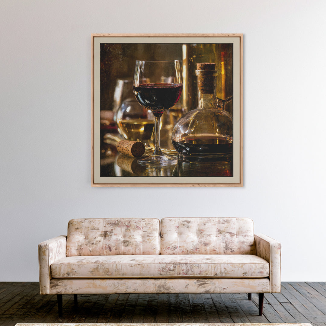 Black and Gold Wine Bottle Silhouette Framed Canvas Print, Winery Art, Room Decor, Winery Decor, Fine Art, Vineyard, WIN-1x1-40
