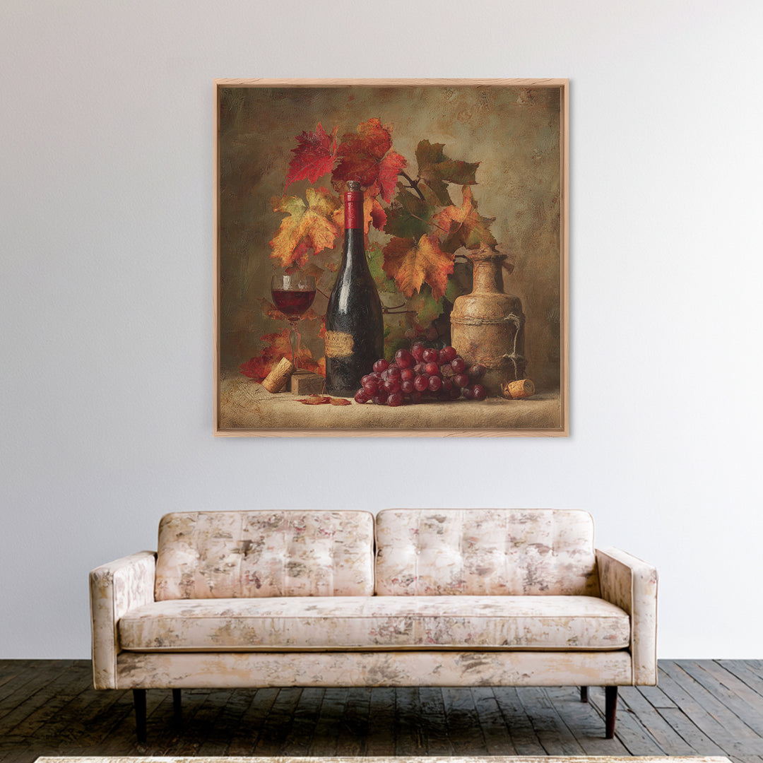 Vine Leaves Turning Autumn Red and Gold Canvas Print, Winery Art, Gallery Decor, Winery Decor, Fine Art, Vineyard, Wall Art, WIN-1x1-59