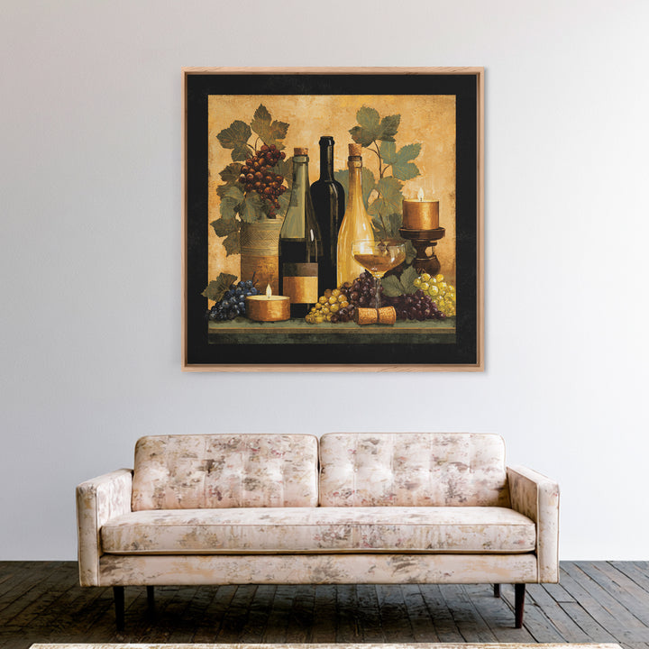 Black and Gold Wine Bottle Silhouette Framed Canvas Print, Winery Art, Wall Art Print, Winery Decor, Fine Art, Vineyard, WIN-1x1-64