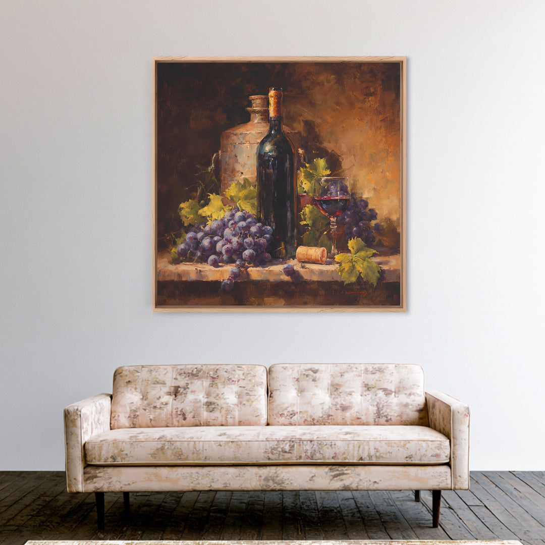 Tuscan Vineyard at Golden Hour Canvas Print, Winery Art, Statement Artwork, Winery Decor, Fine Art, Vineyard, Painting, WIN-1x1-75