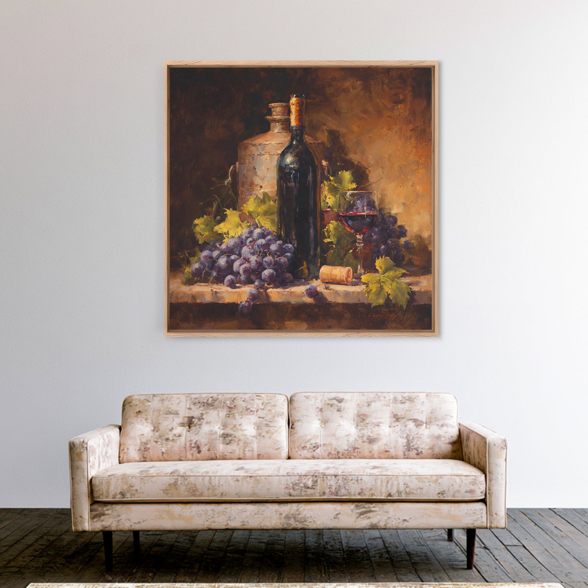 Tuscan Vineyard at Golden Hour Canvas Print, Winery Art, Statement Artwork, Winery Decor, Fine Art, Vineyard, Painting, WIN-1x1-75