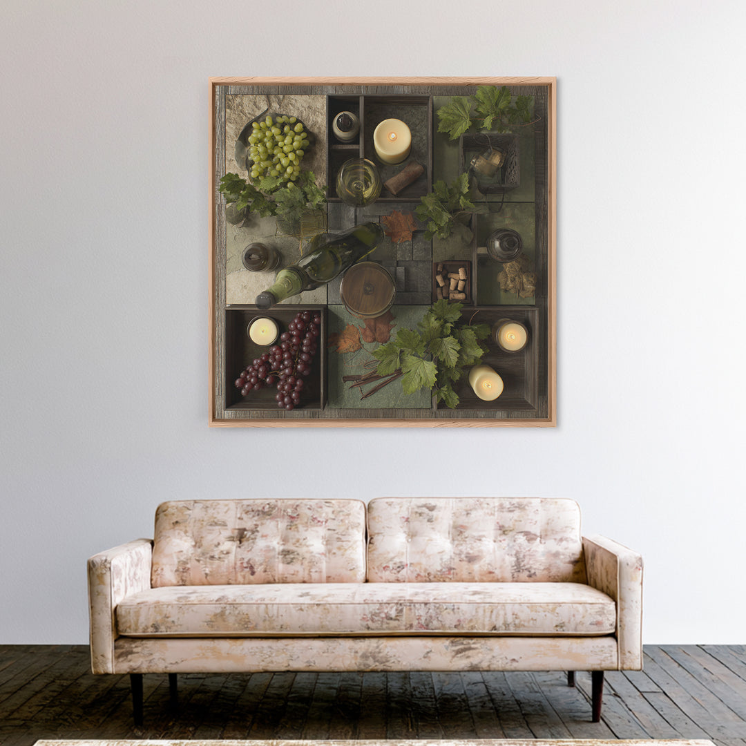 French Vineyard Hills Framed Canvas Print, Winery Art, Printable Wall Art, Winery Decor, Fine Art, Vineyard, Retro Wall Art, WIN-1x1-8