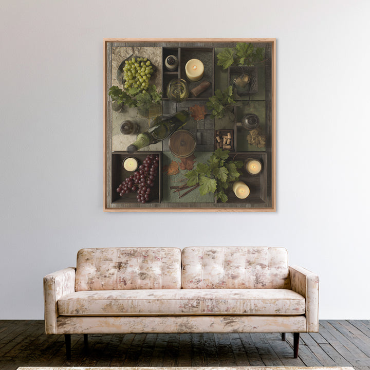 French Vineyard Hills Framed Canvas Print, Winery Art, Printable Wall Art, Winery Decor, Fine Art, Vineyard, Retro Wall Art, WIN-1x1-8