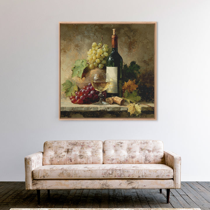 Wine Tasting Flight Rendered as Elegant Still Canvas Print, Winery Art, Boho Decor, Winery Decor, Oil Painting, Vineyard, WIN-1x1-82
