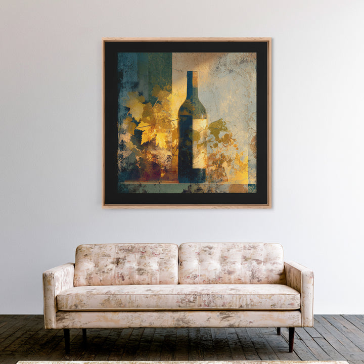 Black and Gold Wine Bottle Silhouette Framed Canvas Print, Winery Art, Minimalist Decor, Winery Decor, Fine Art, Vineyard, WIN-1x1-88