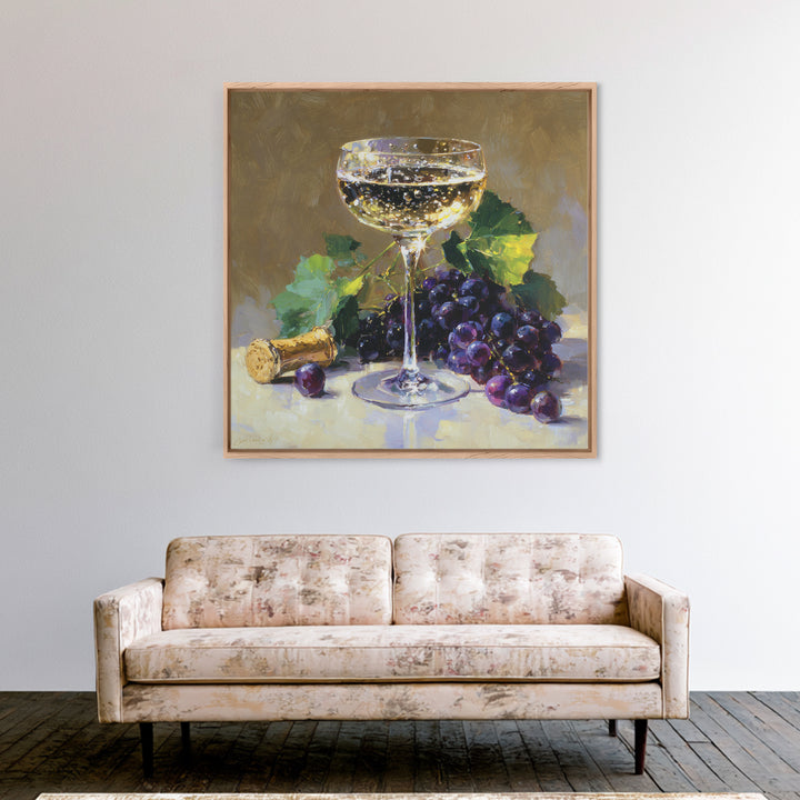Champagne Coupe with Bubbles and Light Canvas Print, Winery Art, Room Decor, Winery Decor, Fine Art, Vineyard, WIN-1x1-91