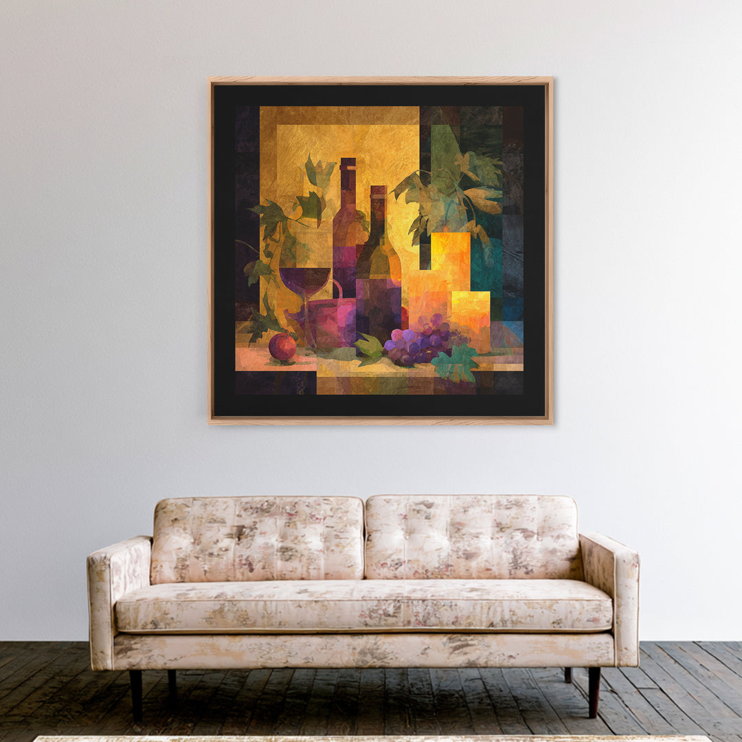 Burgundy Abstract with Gold Accents Canvas Print, Winery Art, Fine Art Print, Winery Decor, Abstract Art, Vineyard, Wall Decor, WIN-1x1-95