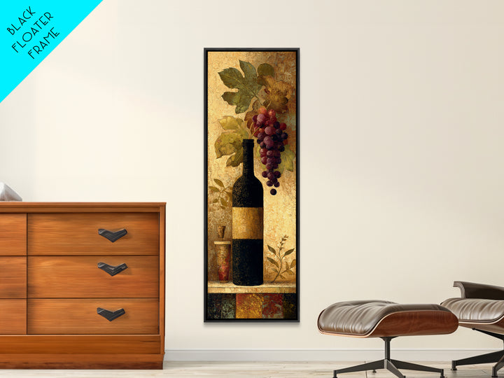 Black and Gold Wine Bottle Silhouette Canvas Print, Winery Art, Bar Art, Winery Decor, Fine Art, Vineyard, Textured Painting, WIN-1x3-100