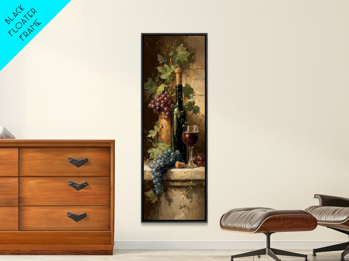 Olive Branch and Wine Glass Mediterranean Still Canvas Print, Winery Art, Wall Art, Winery Decor, Watercolor Art, Vineyard, WIN-1x3-12