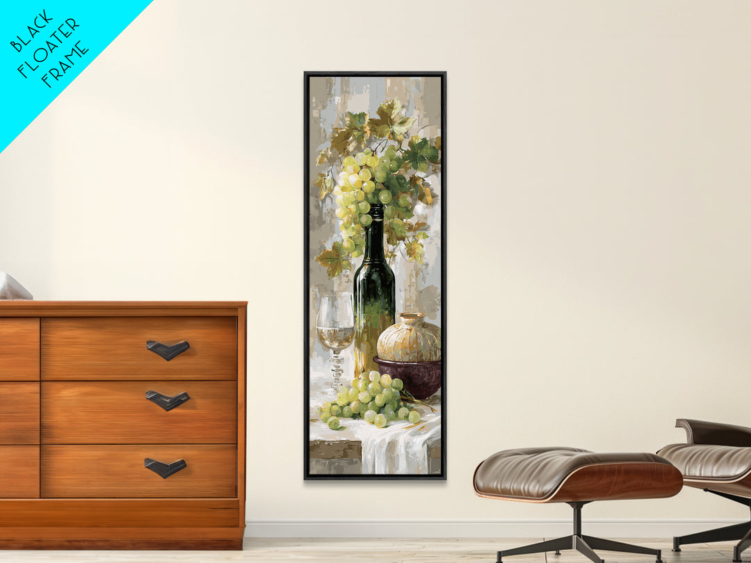 Champagne Grapes and White Linen Still Life Canvas Print, Winery Art, Art, Winery Decor, Fine Art, Vineyard, Farmhouse Decor, WIN-1x3-17