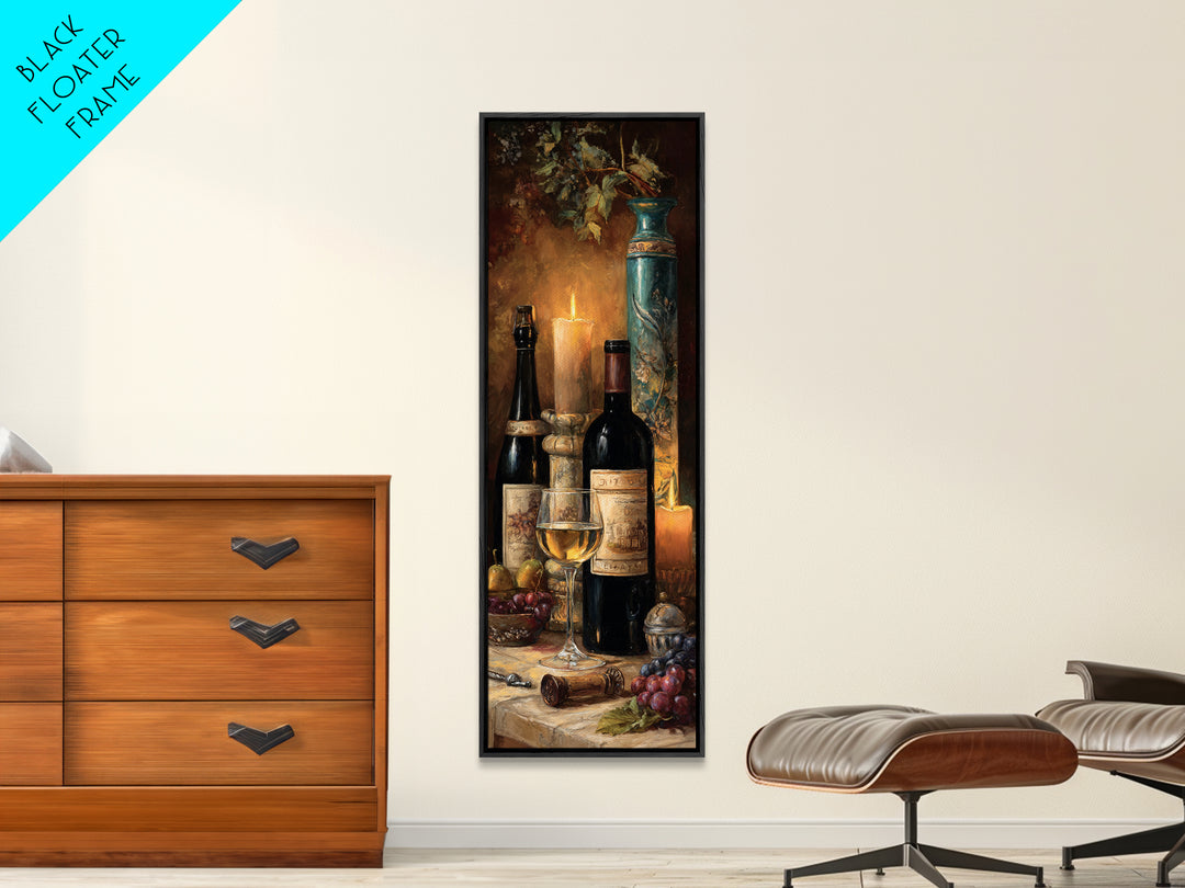 Old Cellar Key and Wine Label Shapes Framed Canvas Print, Winery Art, Wall Decor, Winery Decor, Fine Art, Vineyard, Kitchen Art, WIN-1x3-24