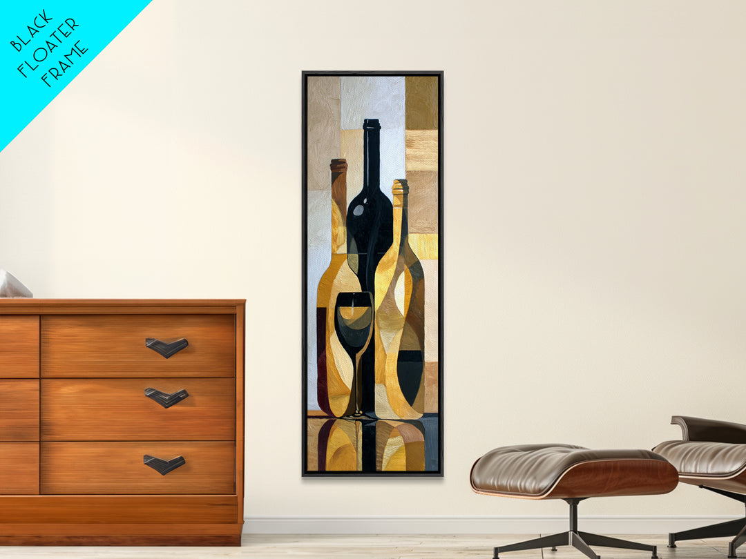 Black and Gold Wine Bottle Silhouette Canvas Print, Winery Art, Painting, Winery Decor, Fine Art, Vineyard, Living Room Decor, WIN-1x3-28