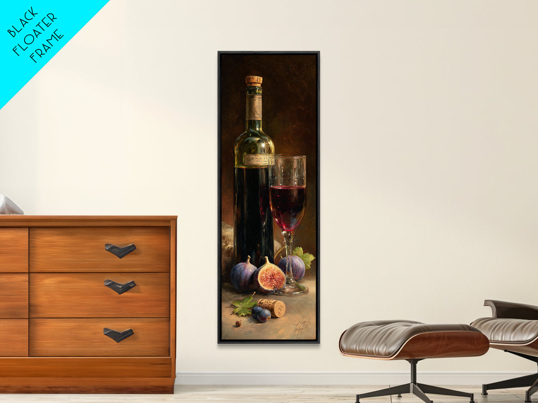 Wine Bottle and Glass Still Life Canvas Print, Winery Art, Gallery Decor, Winery Decor, Fine Art, Vineyard, Wall Art, WIN-1x3-38