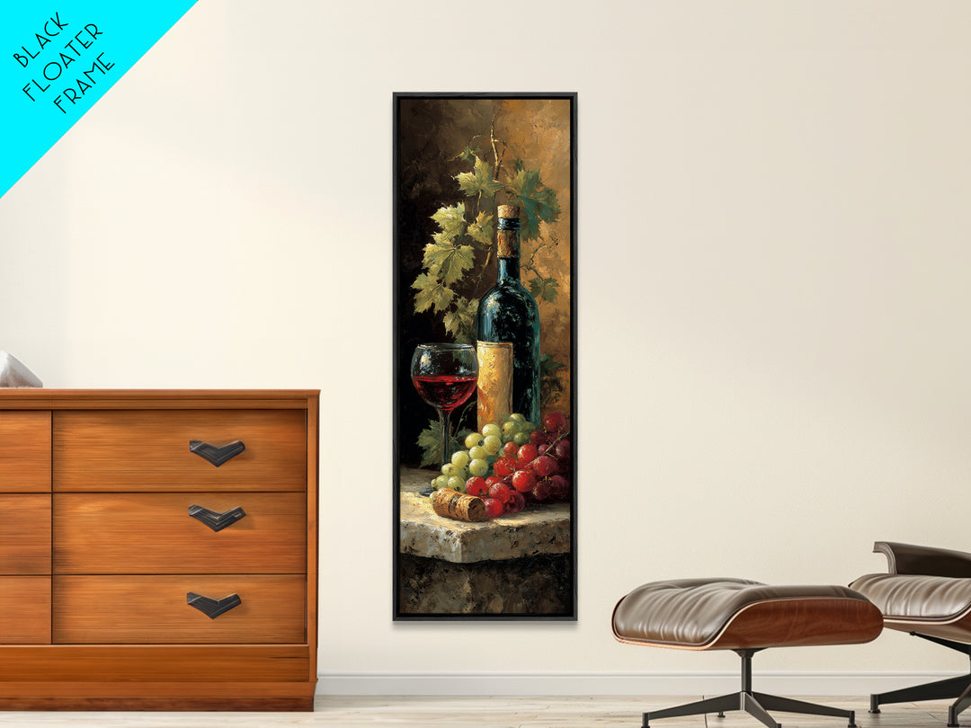 Olive Branch and Wine Glass Mediterranean Still Canvas Print, Winery Art, Kitchen Decor, Winery Decor, Fine Art, Vineyard, WIN-1x3-60