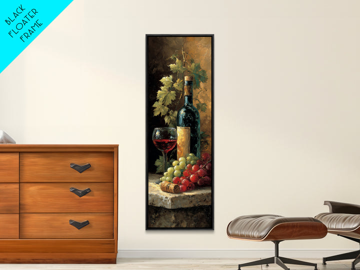 Olive Branch and Wine Glass Mediterranean Still Canvas Print, Winery Art, Kitchen Decor, Winery Decor, Fine Art, Vineyard, WIN-1x3-60