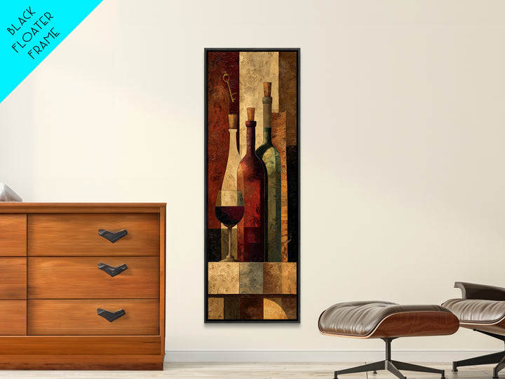 Old Cellar Key and Wine Label Shapes Canvas Print, Winery Art, Retro Wall Art, Winery Decor, Abstract Art, Vineyard, WIN-1x3-72
