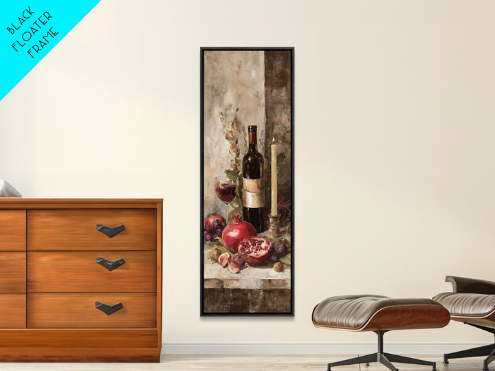 Pomegranate Figs and Red Wine Composition Canvas Print, Winery Art, Art, Winery Decor, Fine Art, Vineyard, Farmhouse Decor, WIN-1x3-77