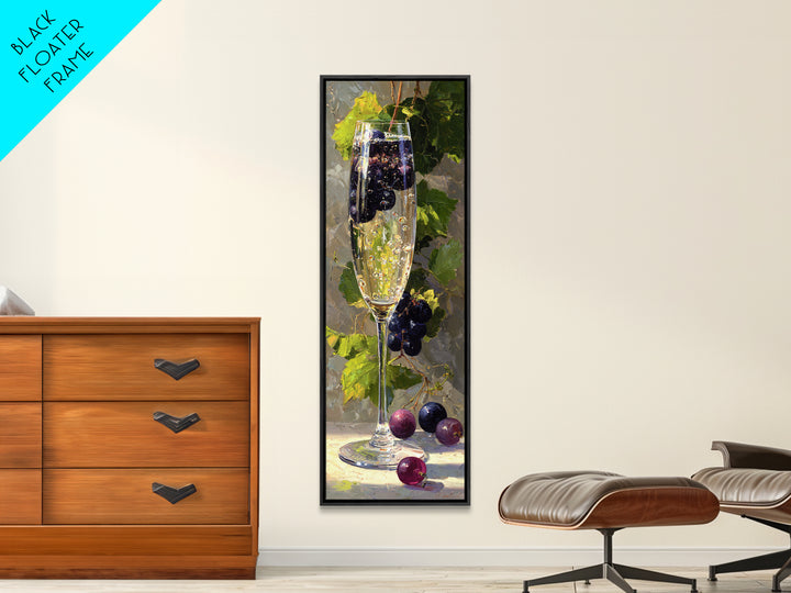 Champagne Coupe with Bubbles and Light Framed Canvas Print, Winery Art, Bar Art, Winery Decor, Fine Art, Vineyard, WIN-1x3-79