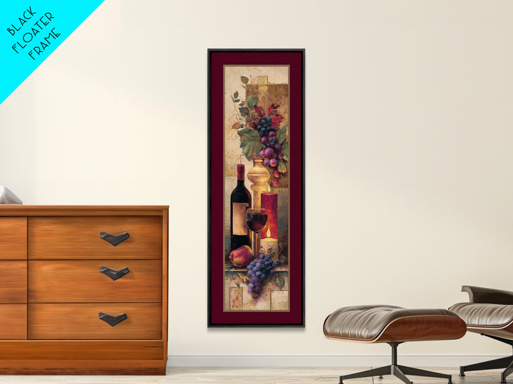 Burgundy Abstract with Gold Accents Framed Canvas Print, Winery Art, Living Room Art, Winery Decor, Abstract Art, Vineyard, WIN-1x3-83