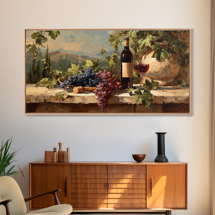 French Vineyard Hills Framed Canvas Print, Winery Art, Preppy Wall Art, Winery Decor, Fine Art, Vineyard, Statement Artwork, WIN-2x1-100