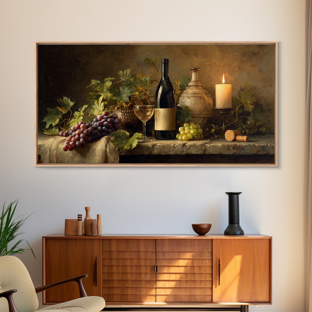 Wine Tasting Flight Rendered as Elegant Still Framed Canvas Print, Winery Art, Minimalist Decor, Winery Decor, Vineyard, WIN-2x1-30