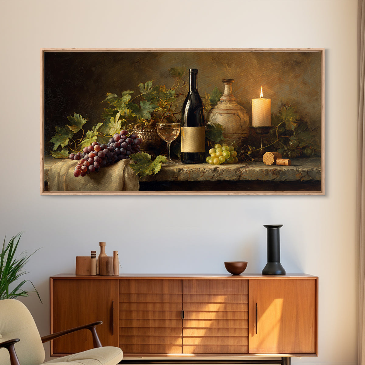Wine Tasting Flight Rendered as Elegant Still Framed Canvas Print, Winery Art, Minimalist Decor, Winery Decor, Vineyard, WIN-2x1-30