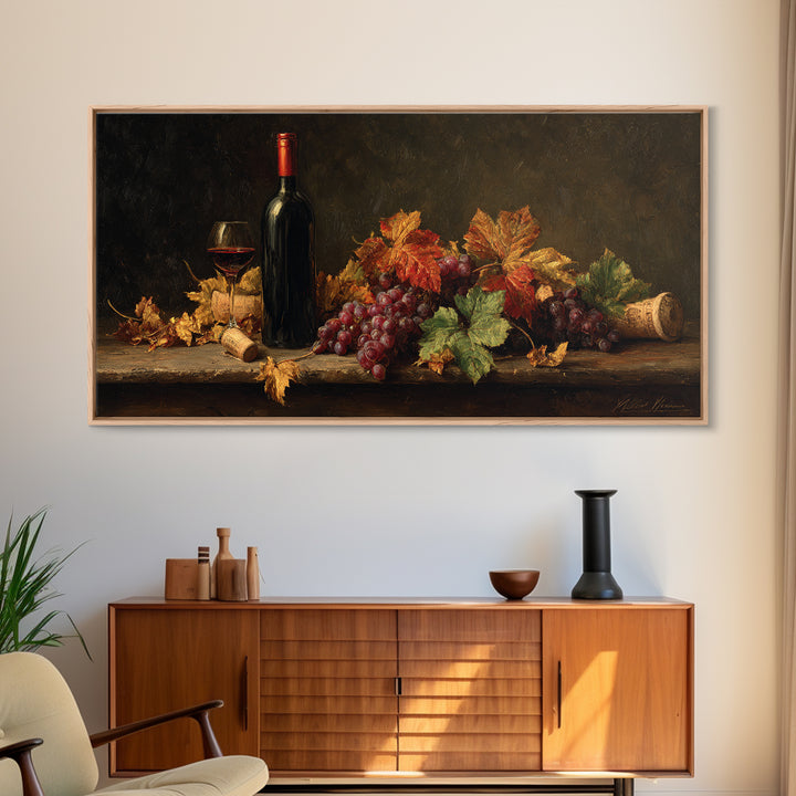 Vine Leaves Turning Autumn Red and Gold Canvas Print, Winery Art, Artwork, Winery Decor, Fine Art, Vineyard, Bar Decor, WIN-2x1-31