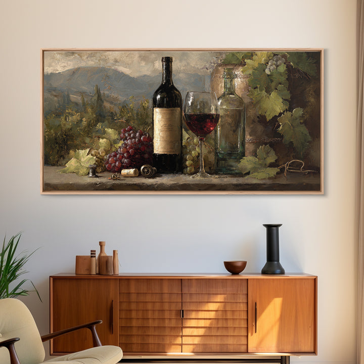 Old Cellar Key and Wine Label Shapes Canvas Print, Winery Art, Wall Art, Winery Decor, Abstract Art, Vineyard, Kitchen Wall Art, WIN-2x1-32