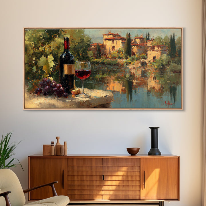 Italian Villa Vineyard Landscape Framed Canvas Print, Winery Art, Art, Winery Decor, Fine Art, Vineyard, Farmhouse Decor, WIN-2x1-40