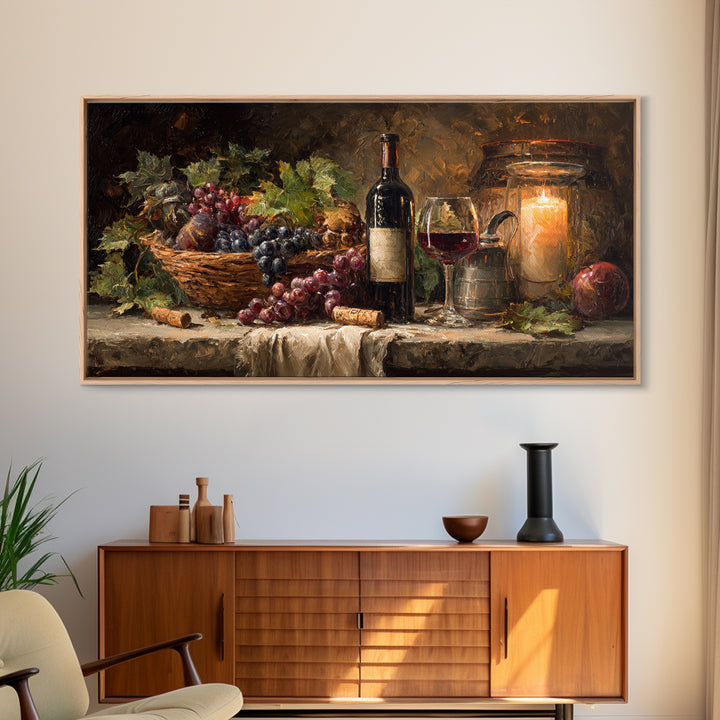 Wine Harvest Basket Framed Canvas Print, Winery Art, Room Decor, Winery Decor, Fine Art, Vineyard, Printable Wall Art, WIN-2x1-42