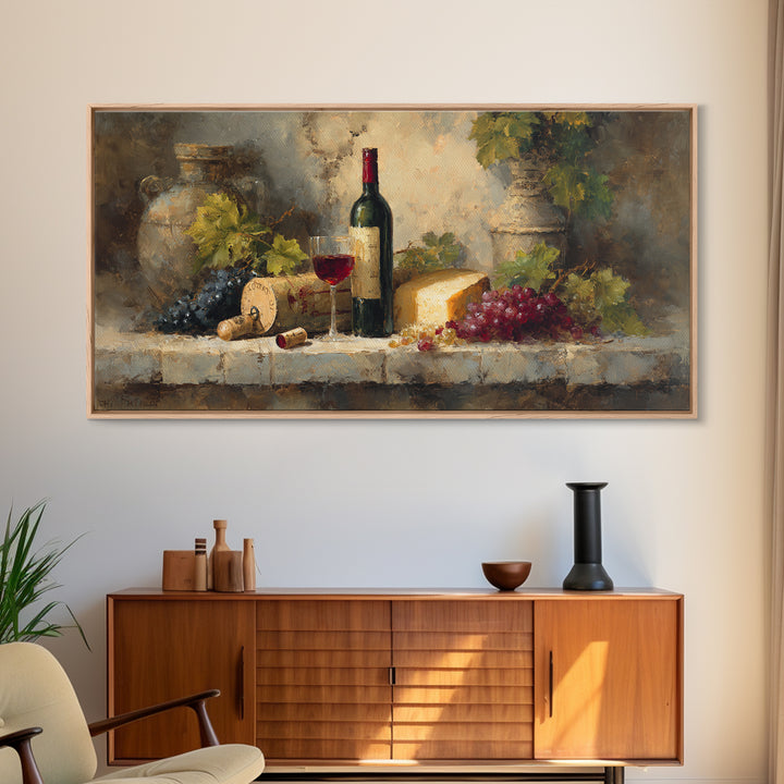 Corkscrew and Corks on Rustic Wood Canvas Print, Winery Art, Painting, Winery Decor, Fine Art, Vineyard, Living Room Decor, WIN-2x1-48