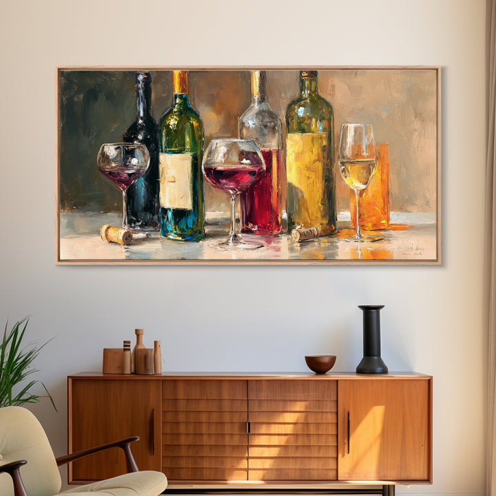 Wine Tasting Flight Rendered as Elegant Still Canvas Print, Winery Art, Painting, Winery Decor, Vineyard, Living Room Decor, WIN-2x1-54