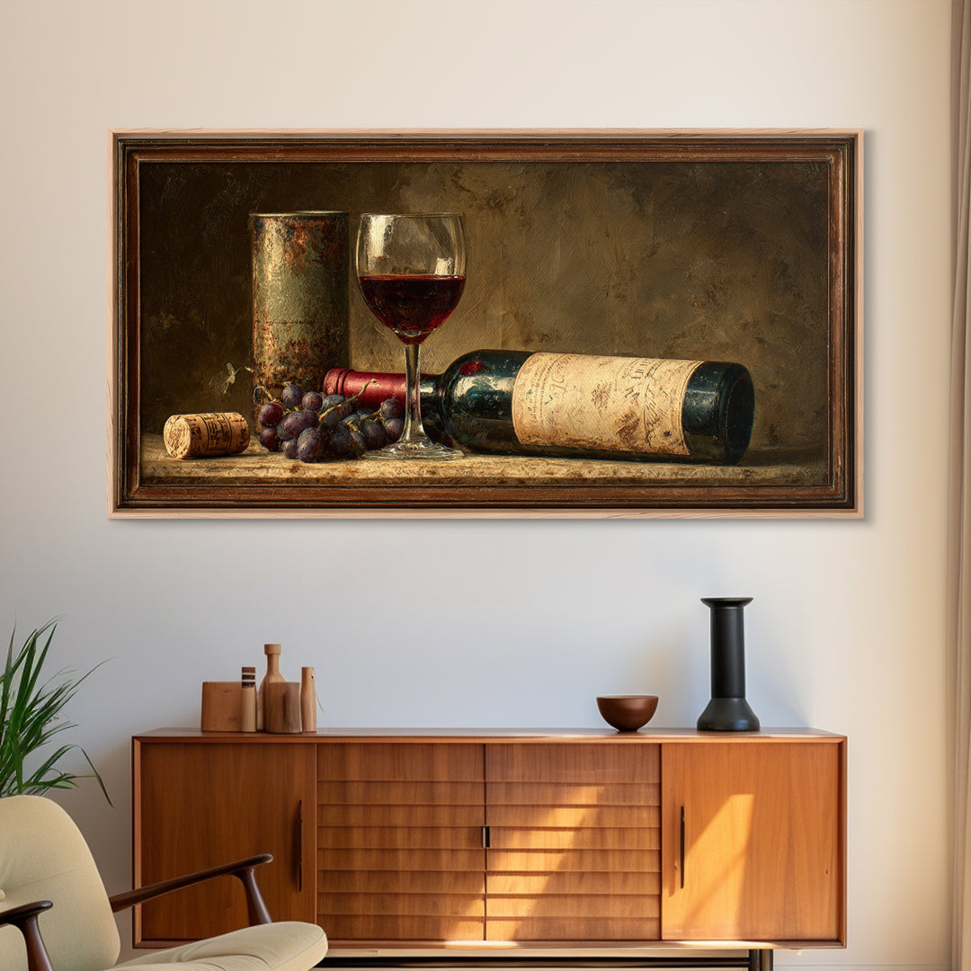 Wine Tasting Flight Rendered as Elegant Still Framed Canvas Print, Winery Art, Minimalist Decor, Winery Decor, Vineyard, WIN-2x1-6