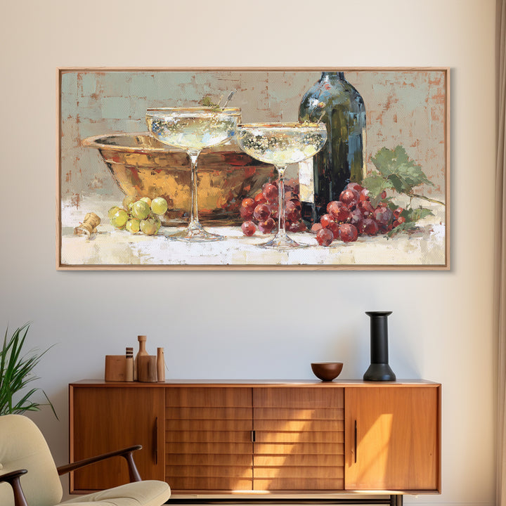 Champagne Coupe with Bubbles and Light Canvas Print, Winery Art, Wall Art Print, Winery Decor, Vineyard, Gallery Decor, WIN-2x1-63