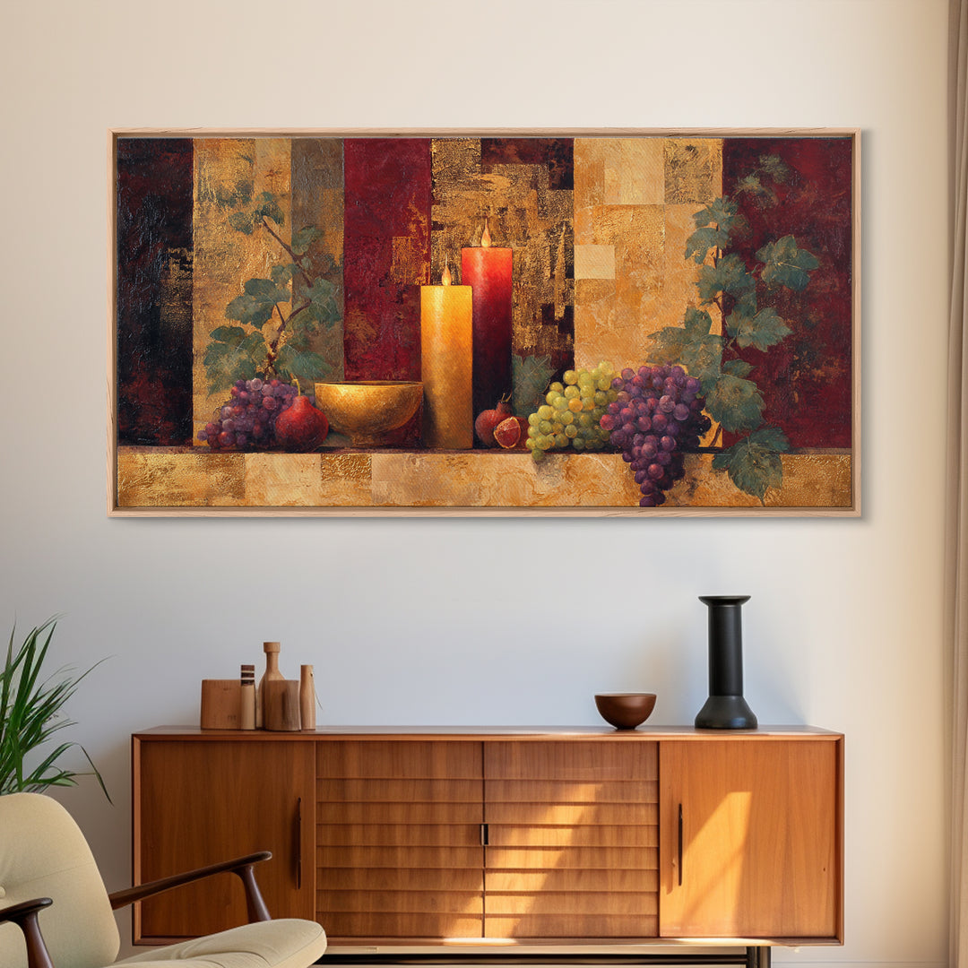Burgundy Abstract with Gold Accents Framed Canvas Print, Winery Art, Gallery Decor, Winery Decor, Fine Art, Vineyard, WIN-2x1-67