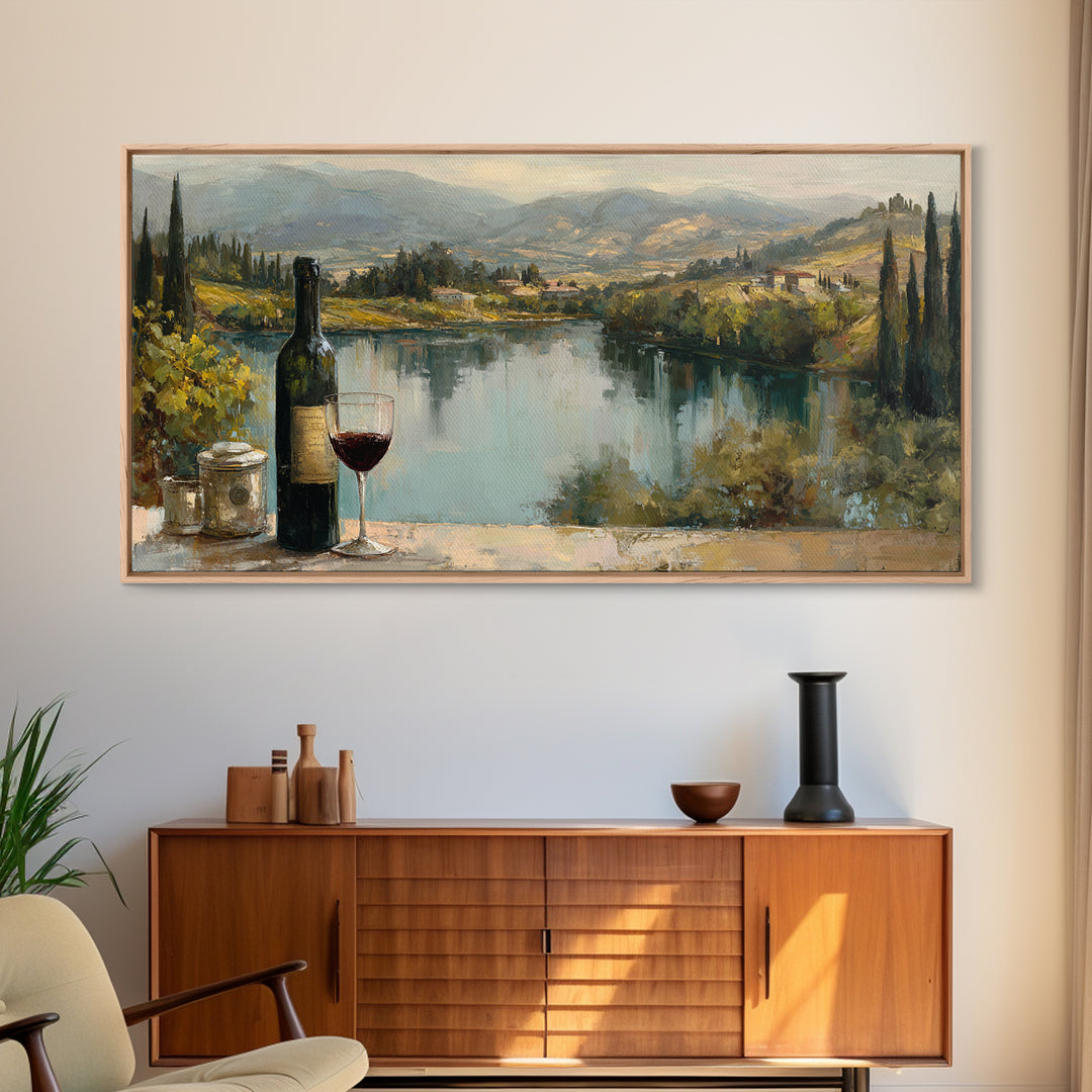 French Vineyard Hills Canvas Print, Winery Art, Living Room Decor, Winery Decor, Vineyard, Travel Poster, Cocktail Wall Art, WIN-2x1-76