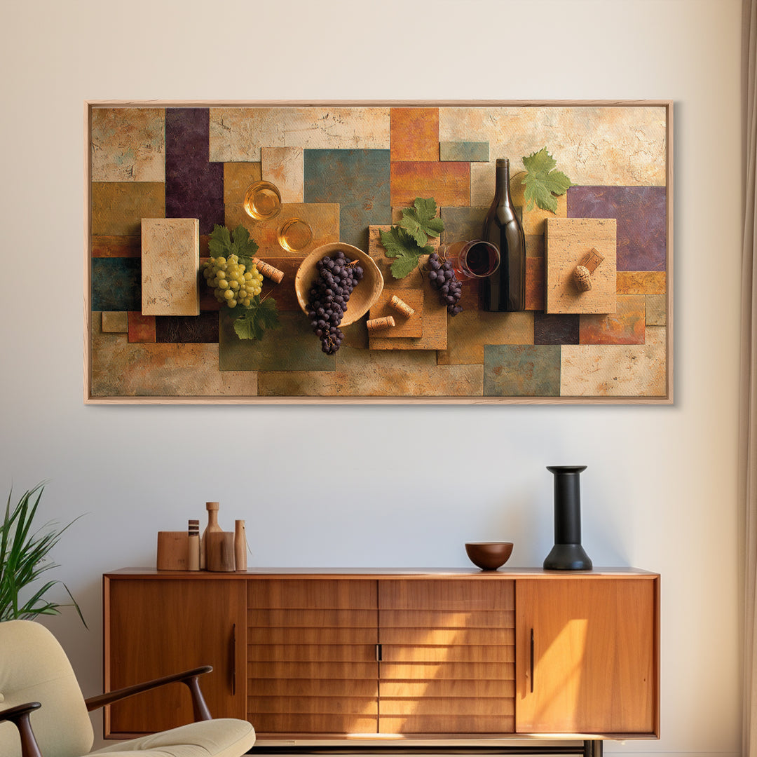 Corks Arranged as Geometric Pattern Framed Canvas Print, Winery Art, Print, Winery Decor, Abstract Art, Vineyard, WIN-2x1-86