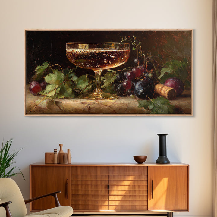Champagne Coupe with Bubbles and Light Framed Canvas Print, Winery Art, Gallery Wall Art, Winery Decor, Fine Art, Vineyard, WIN-2x1-87