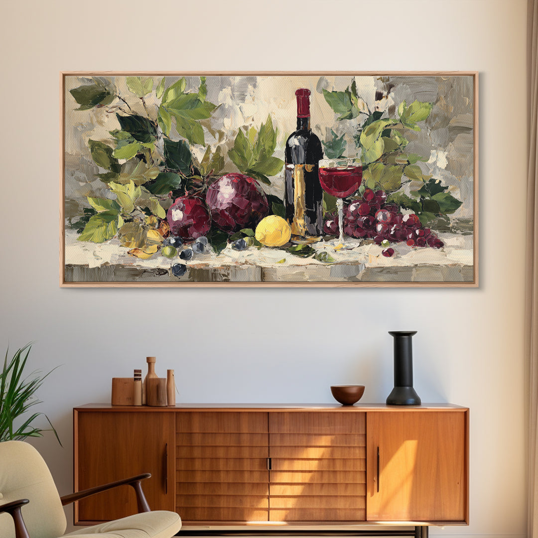 Burgundy Abstract with Gold Accents Framed Canvas Print, Winery Art, Artwork, Winery Decor, Abstract Art, Vineyard, Bar Decor, WIN-2x1-91