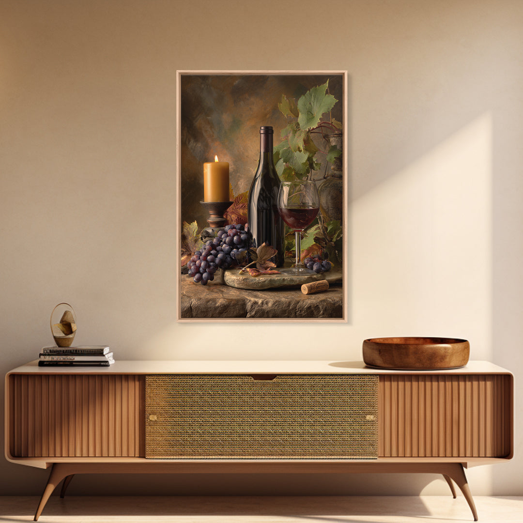 Wine Tasting Flight Rendered as Elegant Still Framed Canvas Print, Winery Art, Winery Decor, Watercolor Art, Vineyard, WIN-2x3-18
