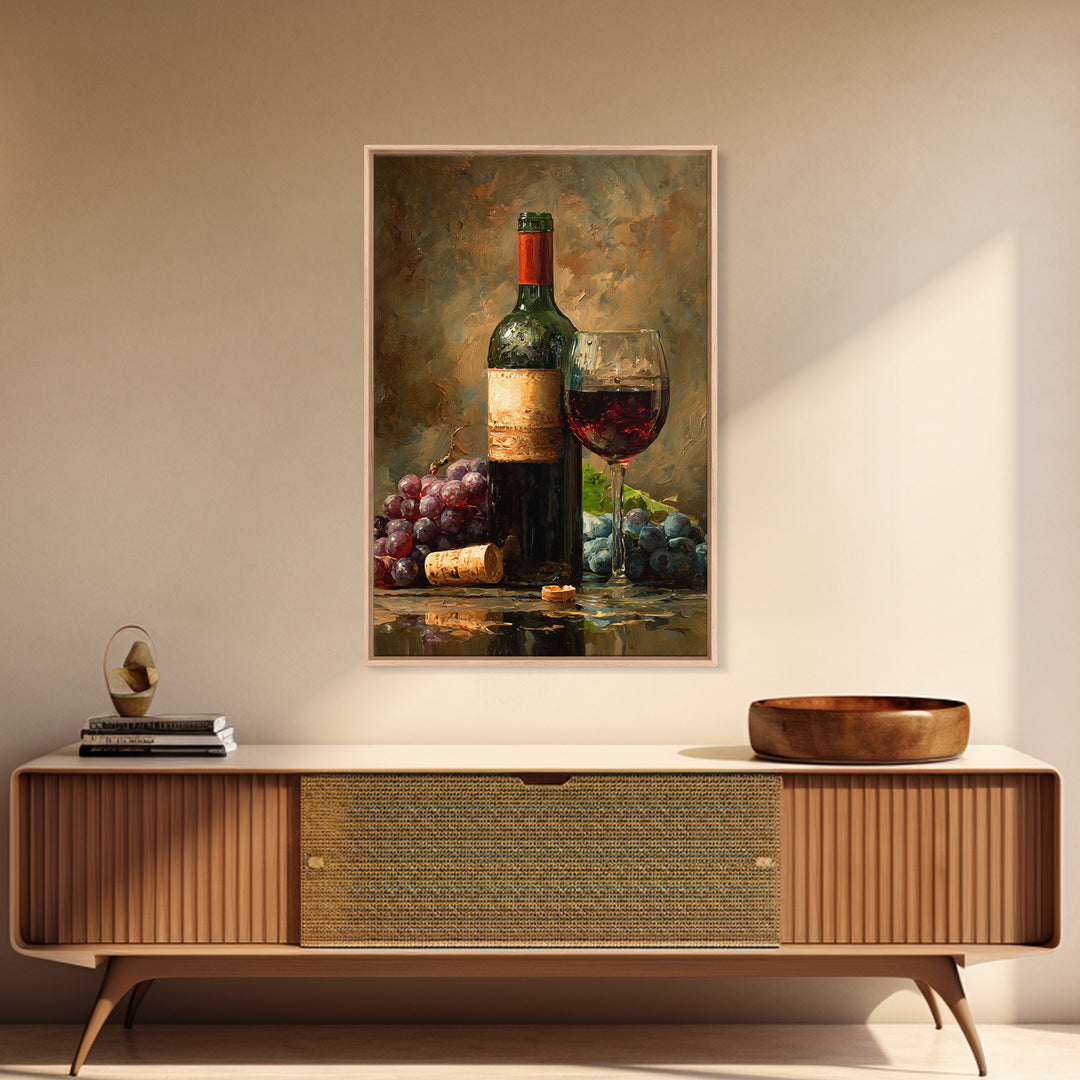Italian Villa Vineyard Landscape Framed Canvas Print, Winery Art, Preppy Wall Art, Winery Decor, Oil Painting, Vineyard, WIN-2x3-28