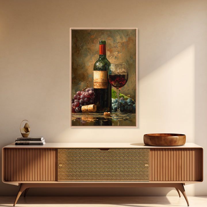 Italian Villa Vineyard Landscape Framed Canvas Print, Winery Art, Preppy Wall Art, Winery Decor, Oil Painting, Vineyard, WIN-2x3-28