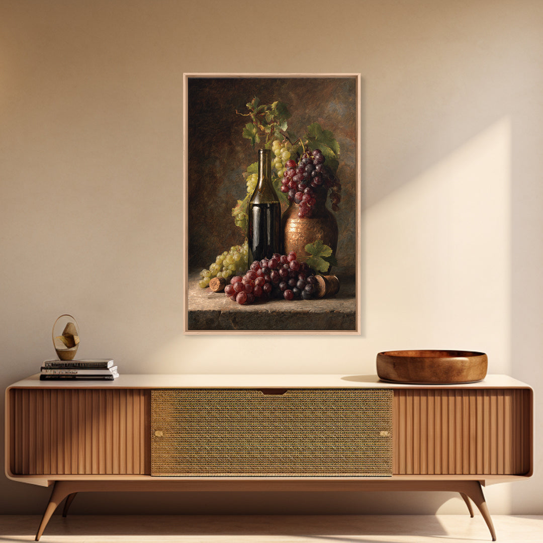 Single Grape Cluster Botanical Study Canvas Print, Winery Art, Oil Painting, Winery Decor, Watercolor Art, Vineyard, WIN-2x3-29