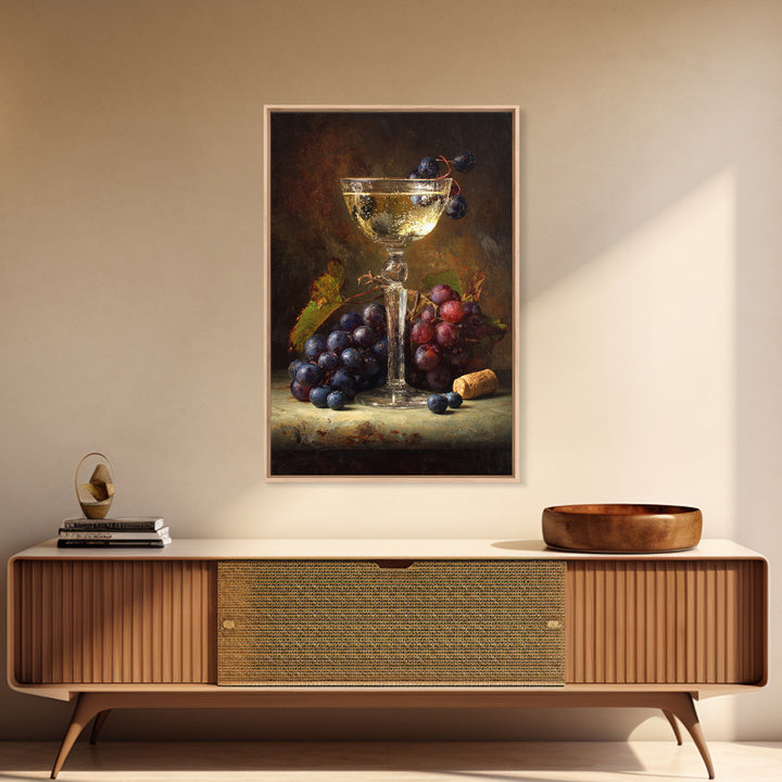 Champagne Coupe with Bubbles and Light Framed Canvas Print, Winery Art, Room Decor, Winery Decor, Fine Art, Vineyard, WIN-2x3-3