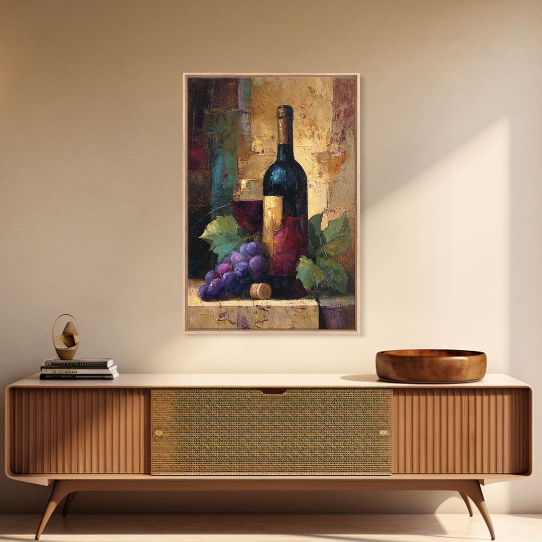Burgundy Abstract with Gold Accents Canvas Print, Winery Art, Art, Winery Decor, Fine Art, Vineyard, Farmhouse Decor, WIN-2x3-31