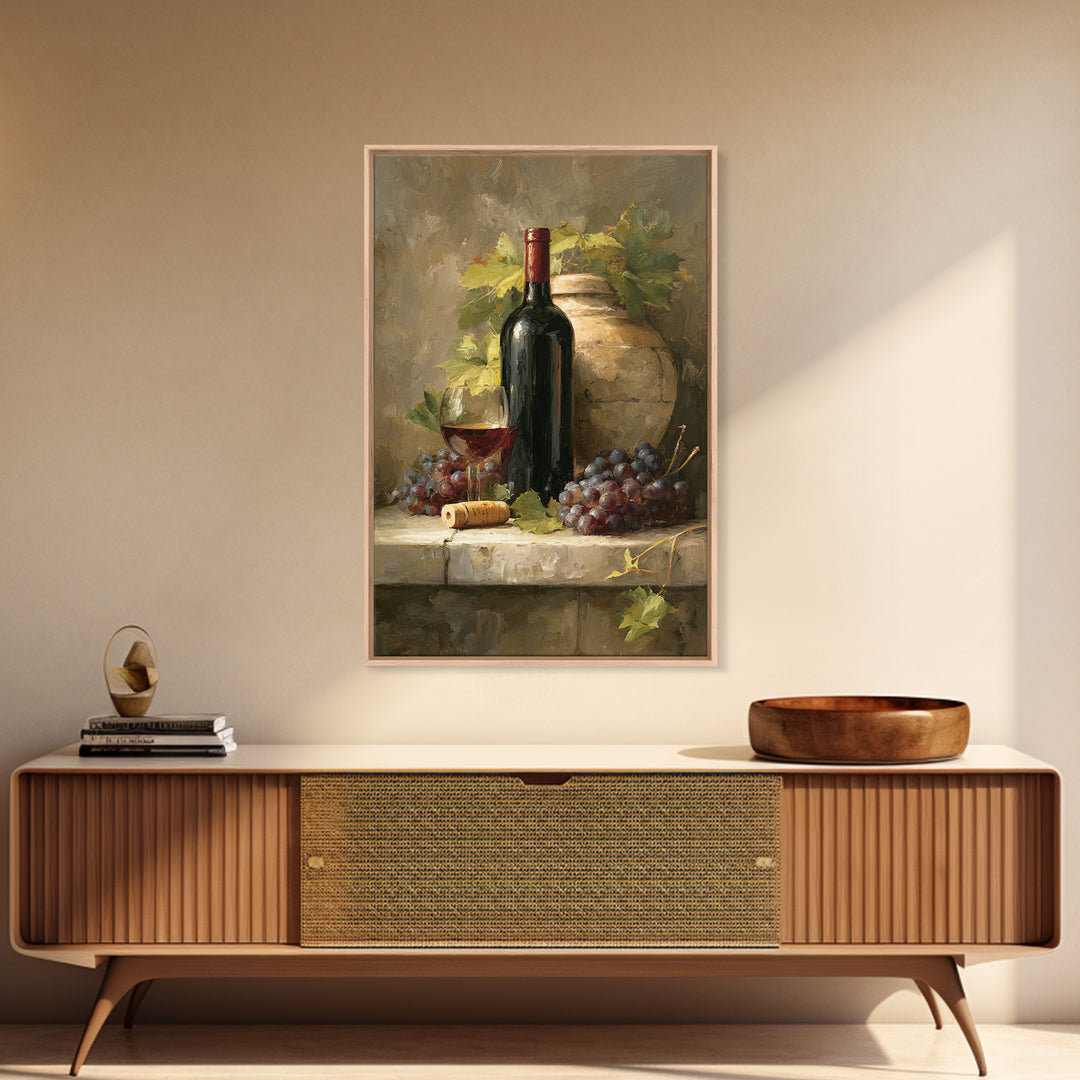 Italian Villa Vineyard Landscape Framed Canvas Print, Winery Art, Contemporary Art, Winery Decor, Fine Art, Vineyard, WIN-2x3-4