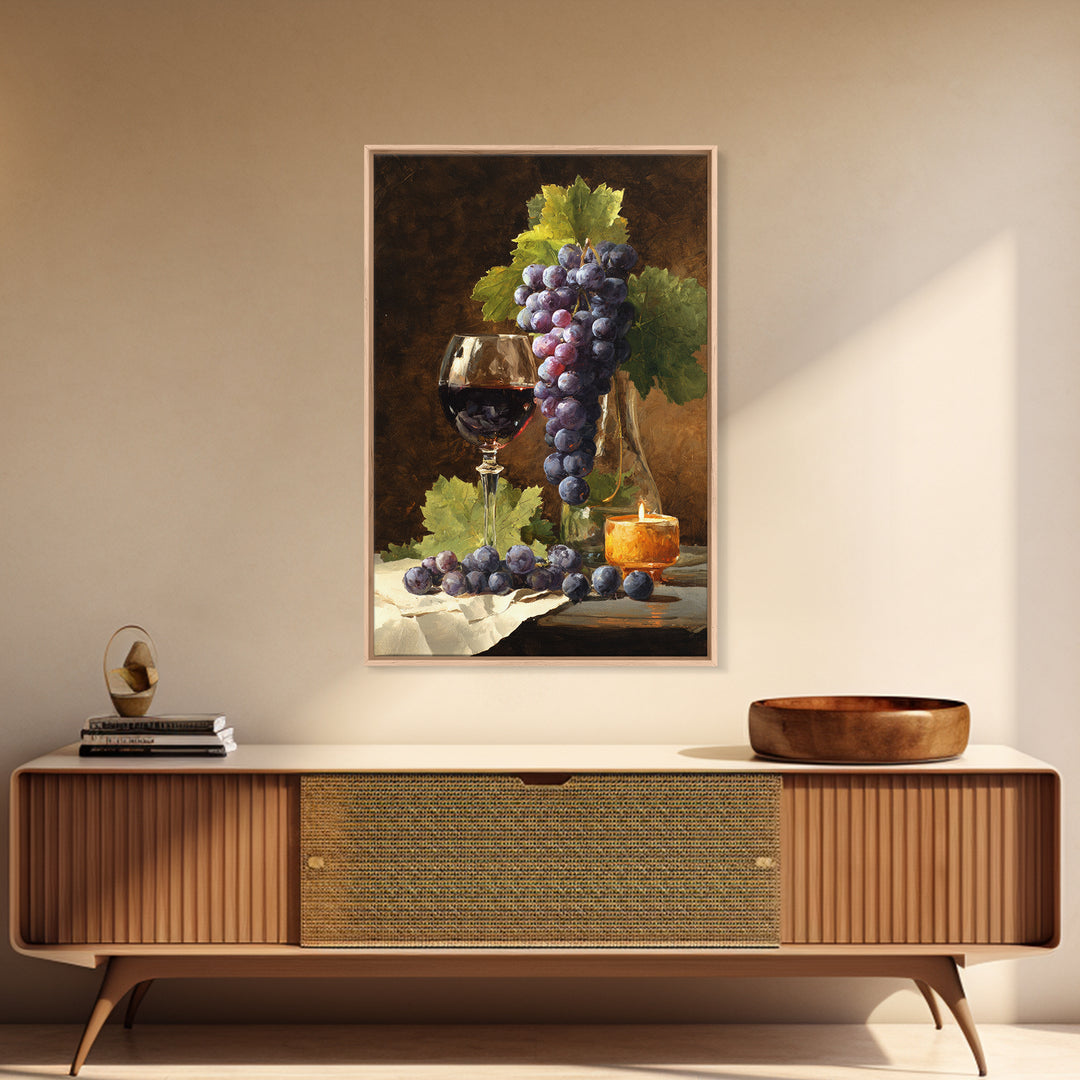 Single Grape Cluster Botanical Study Canvas Print, Winery Art, Oil Painting, Winery Decor, Watercolor Art, Vineyard, WIN-2x3-5