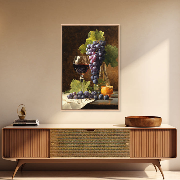 Single Grape Cluster Botanical Study Canvas Print, Winery Art, Oil Painting, Winery Decor, Watercolor Art, Vineyard, WIN-2x3-5